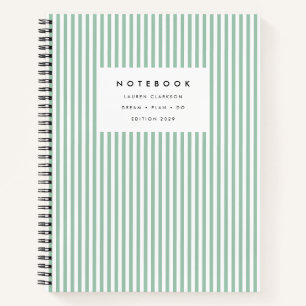 Light Green Vertical Stripe Notebook