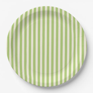  Light Green Vintage Ticking Stripe Farmhouse Paper Plate