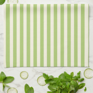 Light Green Vintage Ticking Stripe Farmhouse Tea Towel