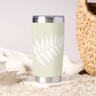 Light Green White Fern Simply Elegant Silver Insulated Tumbler