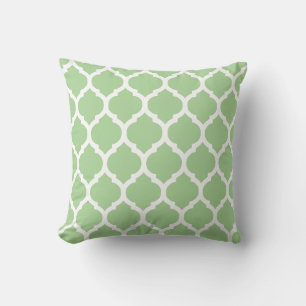 Light Green & White Moroccan Lattice Cushion