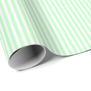 Light Green & White Stripes Wrapping Paper
