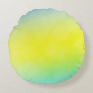 Light Green, Yellow abstract blurred background. C Round Cushion