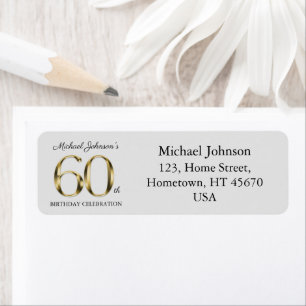 Light Grey 60th Birthday Gold Text Return Address Return Address Label
