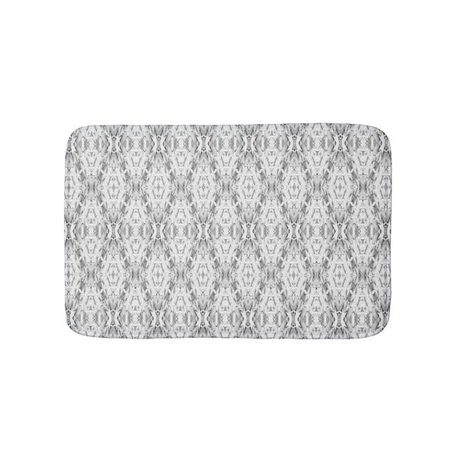Light grey abstract geometry pattern bath mat (Front)