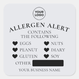 Light Grey Allergy Alert Bakery Cake Food Sticker
