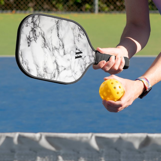 Light Grey And Black Marbled  Pickleball Paddle (Insitu)