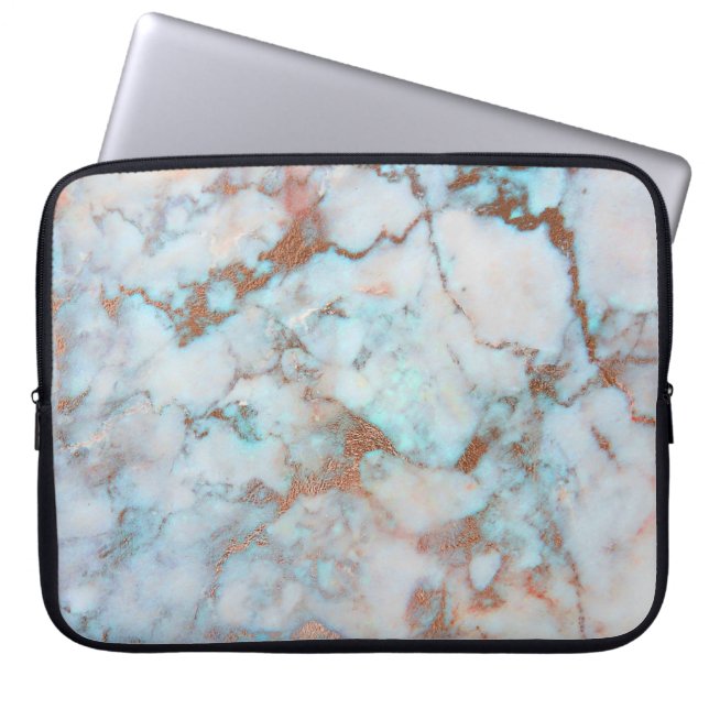 Light Grey And Brown Marble Stone Pattern Laptop Sleeve (Front)