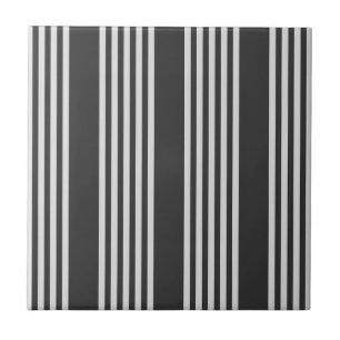 Light grey and charcoal five stripes pattern ceramic tile