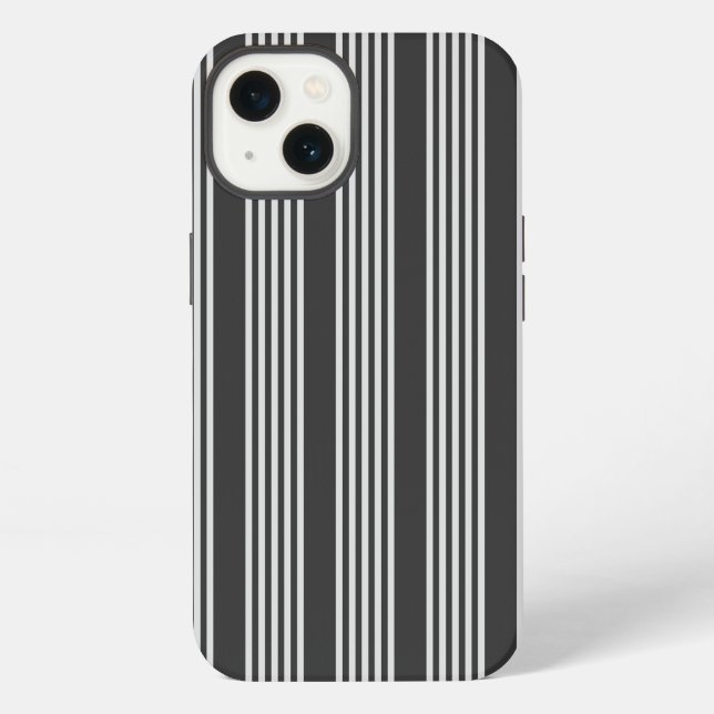 Light grey and charcoal five stripes pattern iPhone case (Back)