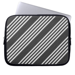Light grey and charcoal five stripes pattern laptop sleeve