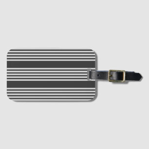 Light grey and charcoal five stripes pattern luggage tag