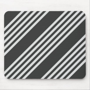 Light grey and charcoal five stripes pattern mouse pad