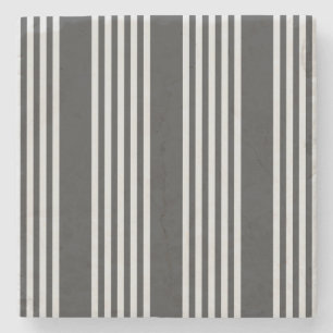 Light grey and charcoal five stripes pattern stone coaster