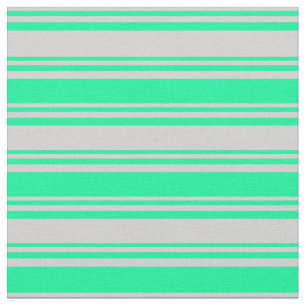 Light Grey and Green Coloured Lines Pattern Fabric
