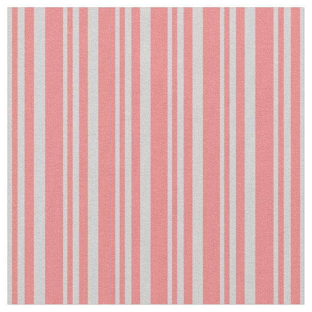Light Grey and Light Coral Lines/Stripes Pattern Fabric (Close Up)