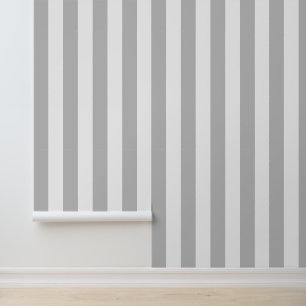 Light Grey and White Bold Vertical Stripes Wallpaper