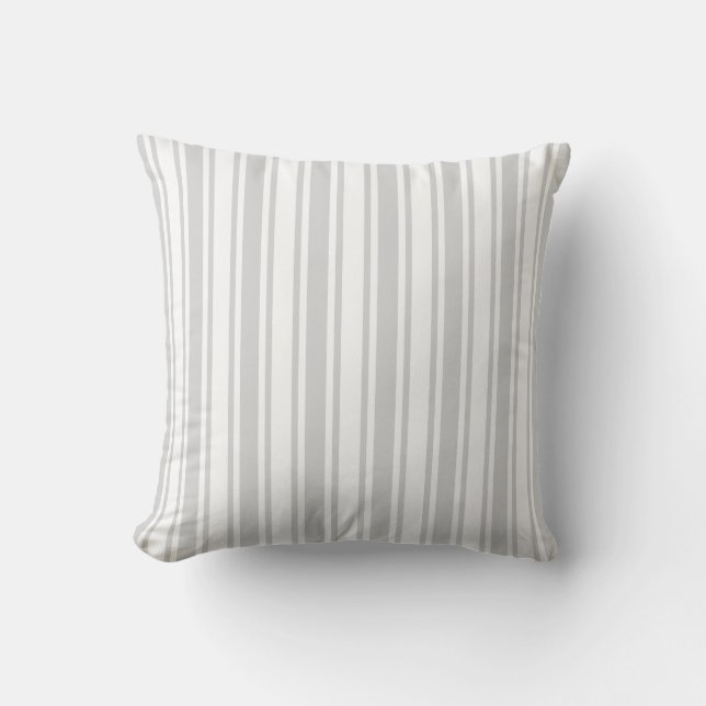 Light grey and white candy stripes cushion (Front)