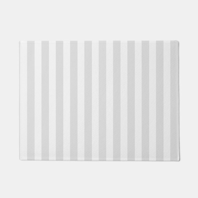 Light grey and white candy stripes doormat (Front)