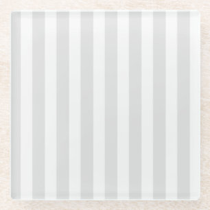 Light grey and white candy stripes glass coaster