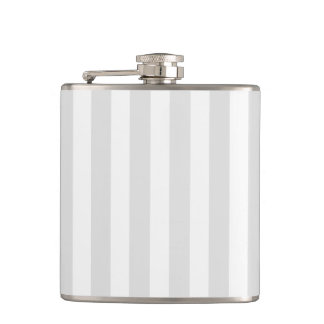 Light grey and white candy stripes hip flask