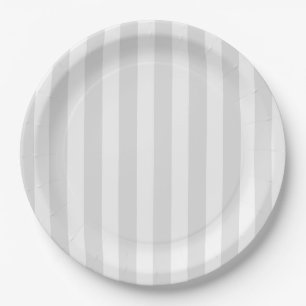 Light grey and white candy stripes paper plate