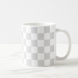 Light Grey and White Chequered Pattern Coffee Mug