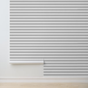 Light Grey and White Classic Horizontal Stripes Wallpaper