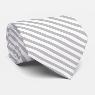 Light Grey and White Diagonal Stripes Neck Tie