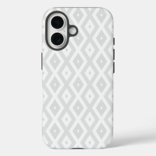 Light grey and white diamond pattern iPhone 16 case
