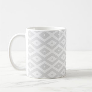 Light grey and white diamond pattern coffee mug