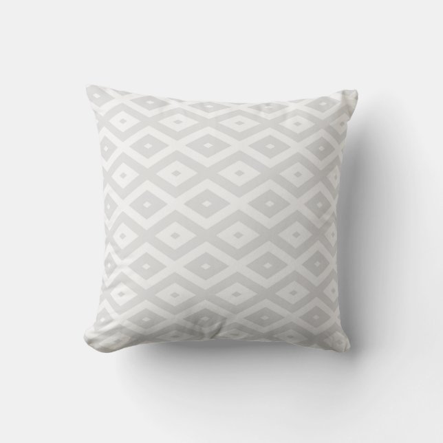 Light grey and white diamond pattern cushion (Front)