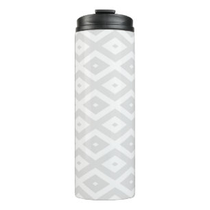 Light grey and white diamond pattern thermal tumbler