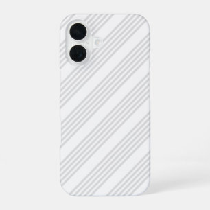 Light grey and white five stripes pattern iPhone 16 case