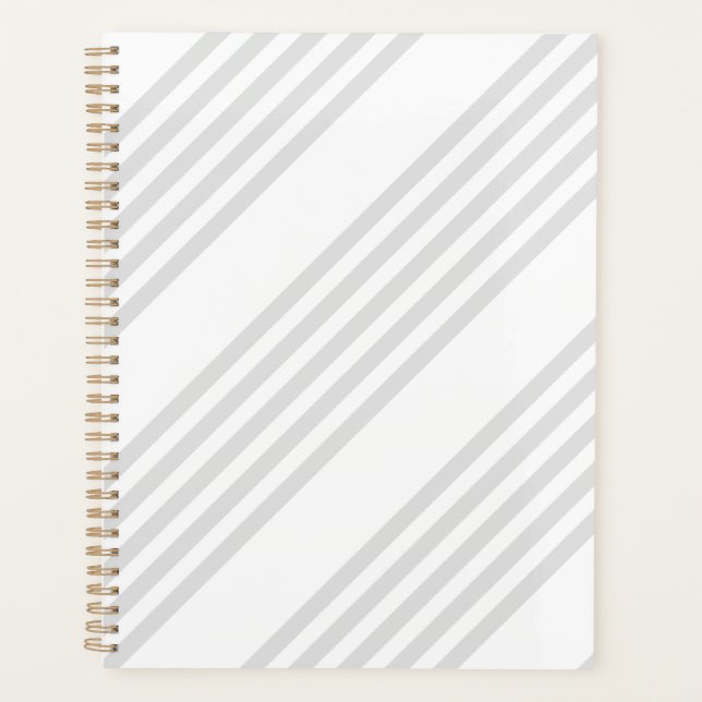 Light grey and white five stripes pattern planner (Front)