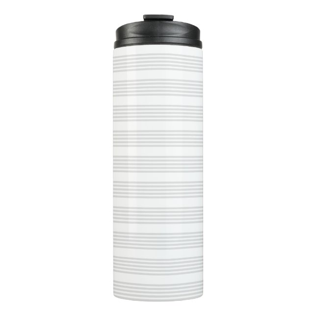 Light grey and white five stripes pattern thermal tumbler (Front)