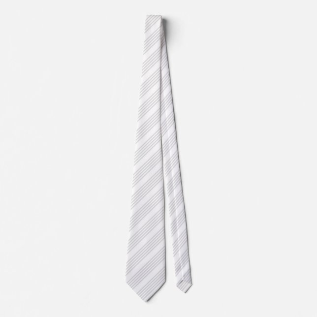 Light grey and white five stripes pattern tie (Front)