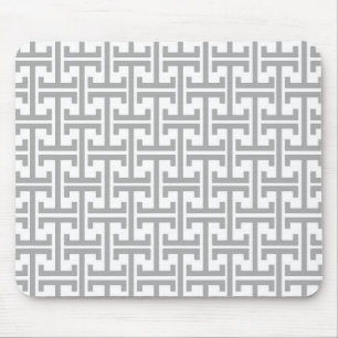 Light Grey and White Geometric Pattern Mouse Pad