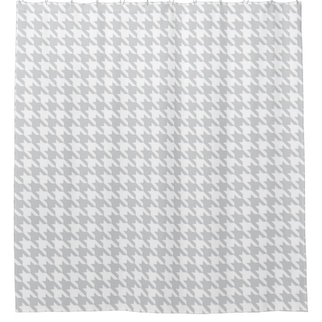 Light grey and White Houndstooth Pattern Shower Curtain (Front)