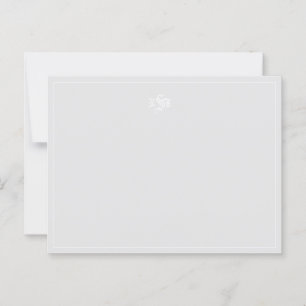 Light Grey and White Monogrammed Note Postcard