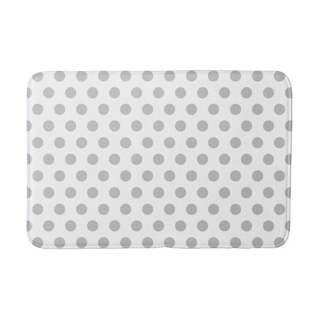 Light Grey and White Polka Dot Bath Mat (Front)