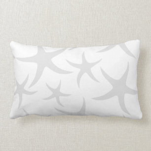 Light Grey and White Starfish Pattern. Lumbar Cushion