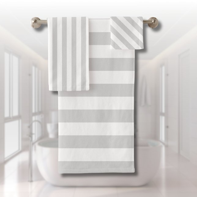 Light Grey and White Stripes Bath Towel Set (Creator Uploaded)
