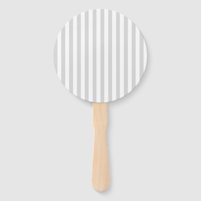 Light Grey and White Stripes Hand Fan (Front)