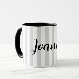 Light Grey and White Stripes Personalised Mug