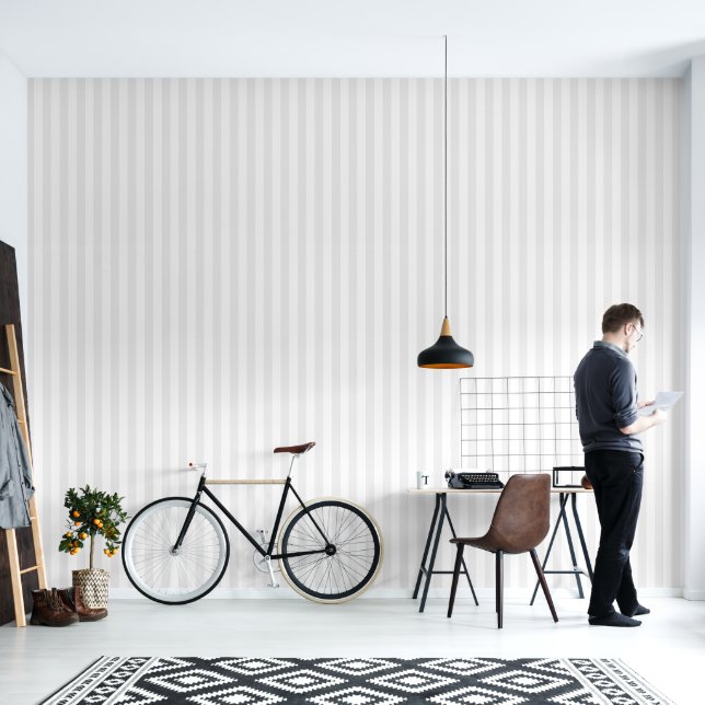 Light Grey and White Stripes Wallpaper (Living Room)