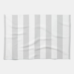 Light Grey and White XL Stripe Pattern Tea Towel