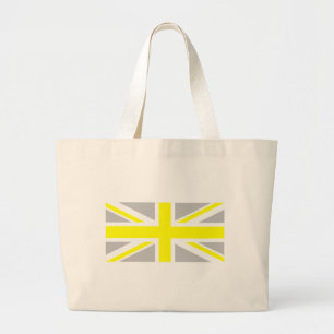 Light Grey and Yellow Union Jack Large Tote Bag