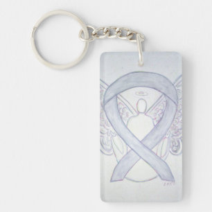Light Grey Awareness Ribbon Angel Key chain