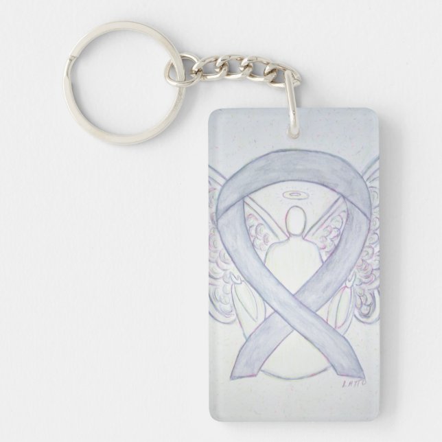 Light Grey Awareness Ribbon Angel Key chain (Front)